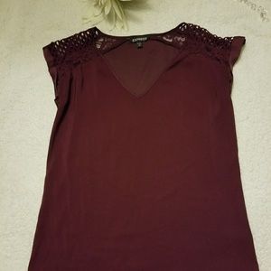 SOLD. Express burgundy silk shirt